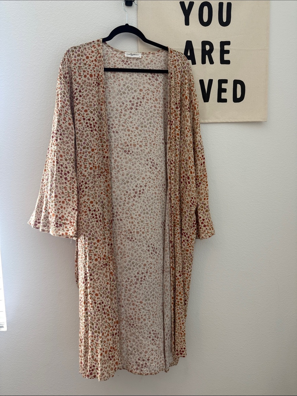 Carly Jean Los Angeles Cream Floral Kimono with Rust & Sage Accents